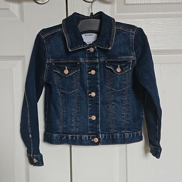 Old Navy Girl Denim Jacket 5T Dark Blue Washed - Picture 1 of 16